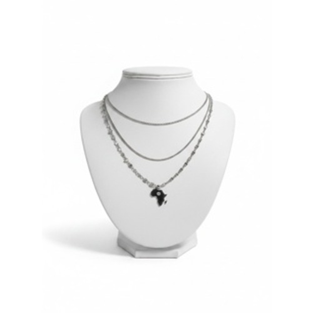 Izzy & Liv Silver Plated Layered Necklace Africa Elephant Nefertiti Pendants